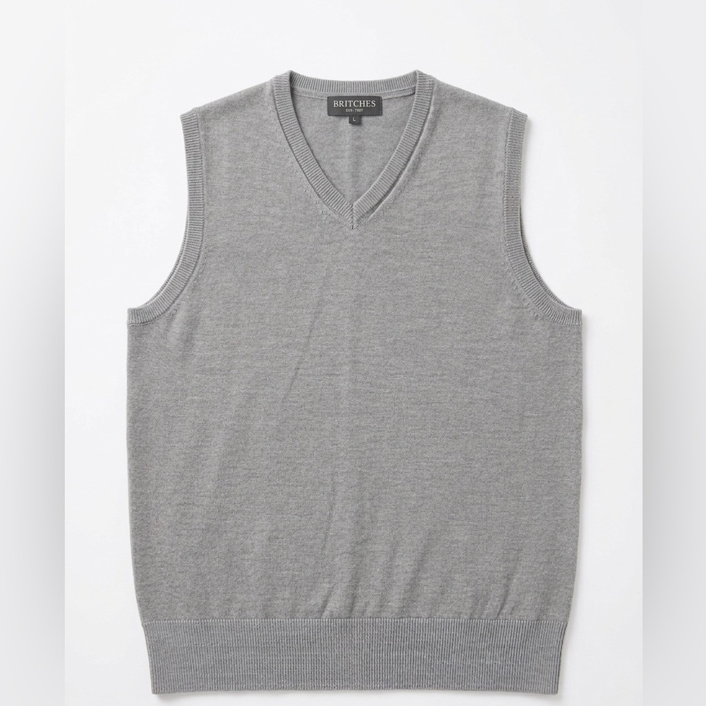 Britches Heather Gray V-Neck Sweater Vest - Size Large